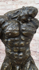 Muscular Nude Male Figure Abstract Surreal Bronze Sculpture Art