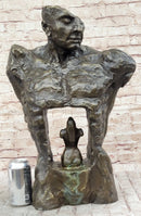 Male Torso w/ Female Figure Inside Bronze Sculpture 22" x 15"
