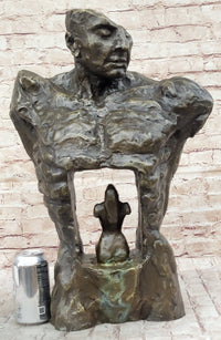 Male Torso w/ Female Figure Inside Bronze Sculpture 22" x 15"