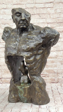 Male Torso w/ Female Figure Inside Bronze Sculpture 22" x 15"