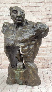 Male Torso w/ Female Figure Inside Bronze Sculpture 22" x 15"