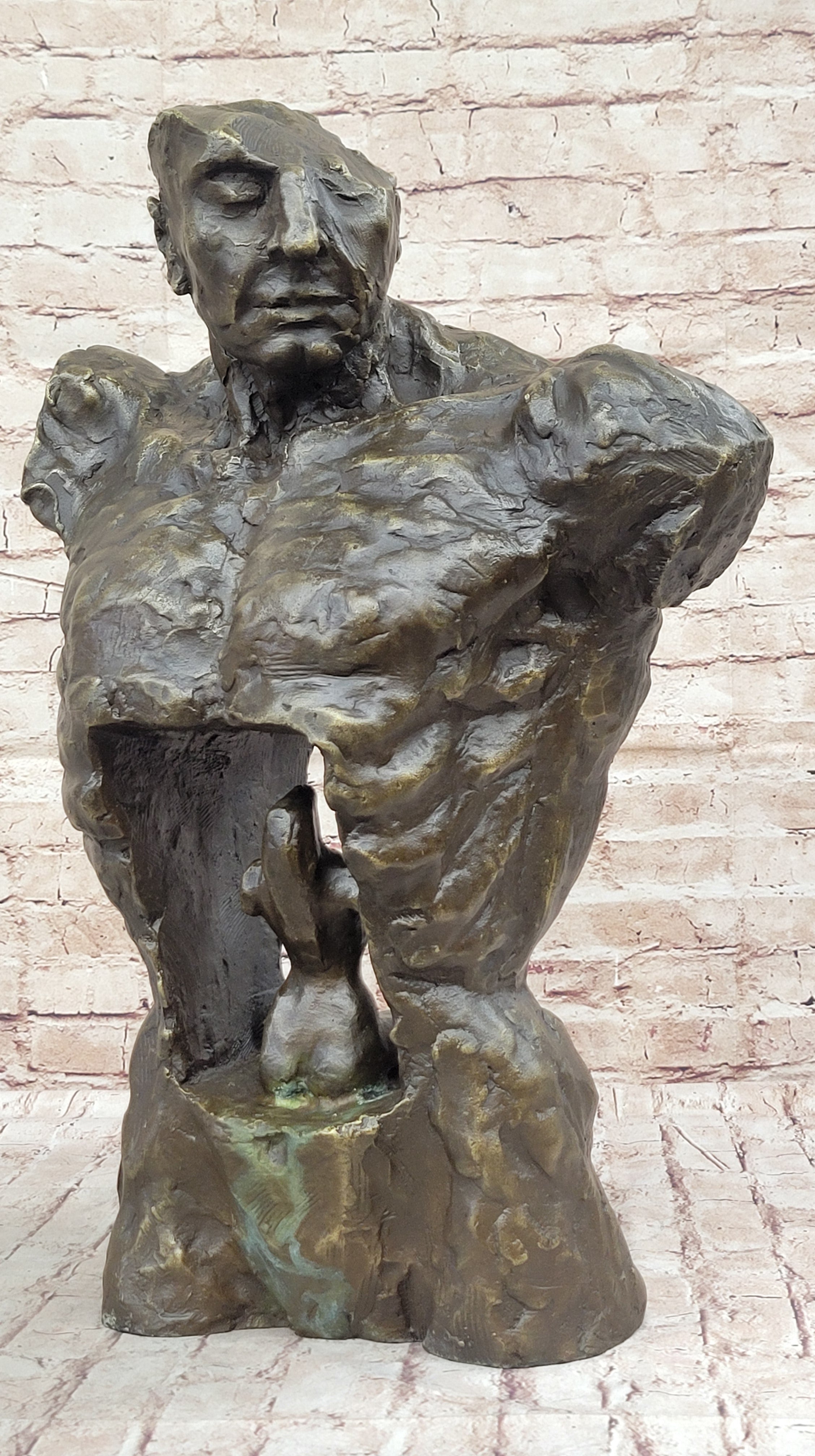 Male Torso w/ Female Figure Inside Bronze Sculpture 22" x 15"