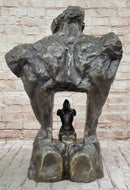 Male Torso w/ Female Figure Inside Bronze Sculpture 22" x 15"