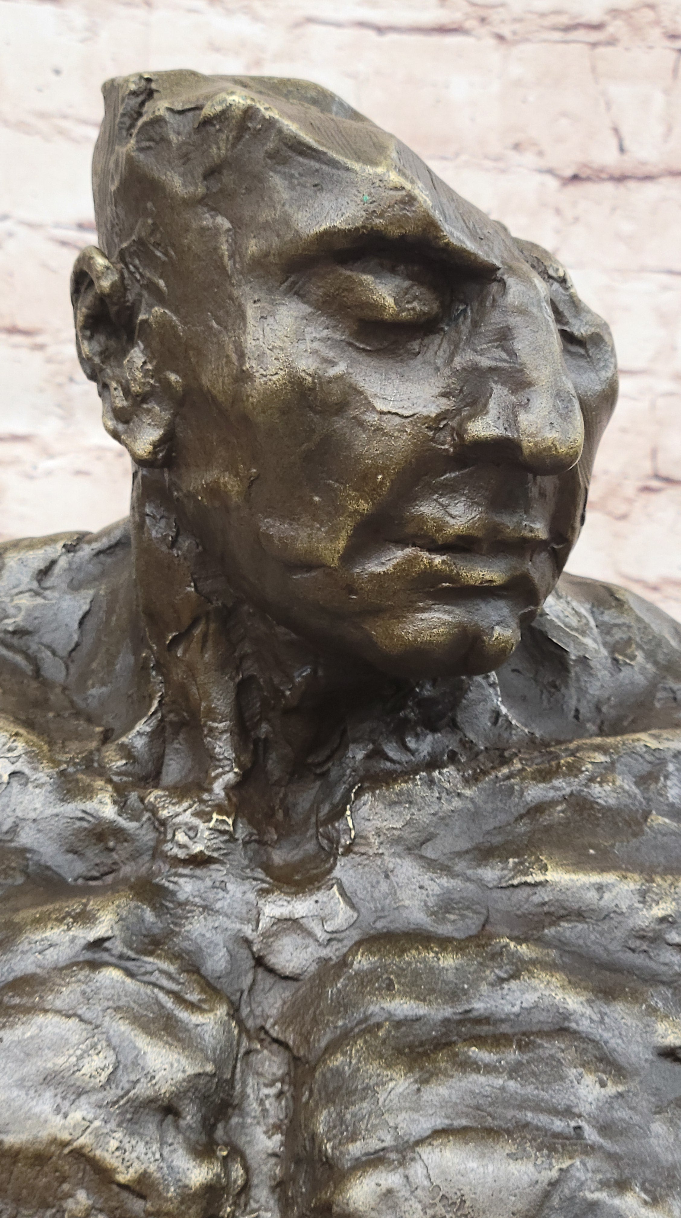 Male Torso w/ Female Figure Inside Bronze Sculpture 22" x 15"