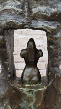 Male Torso w/ Female Figure Inside Bronze Sculpture 22" x 15"
