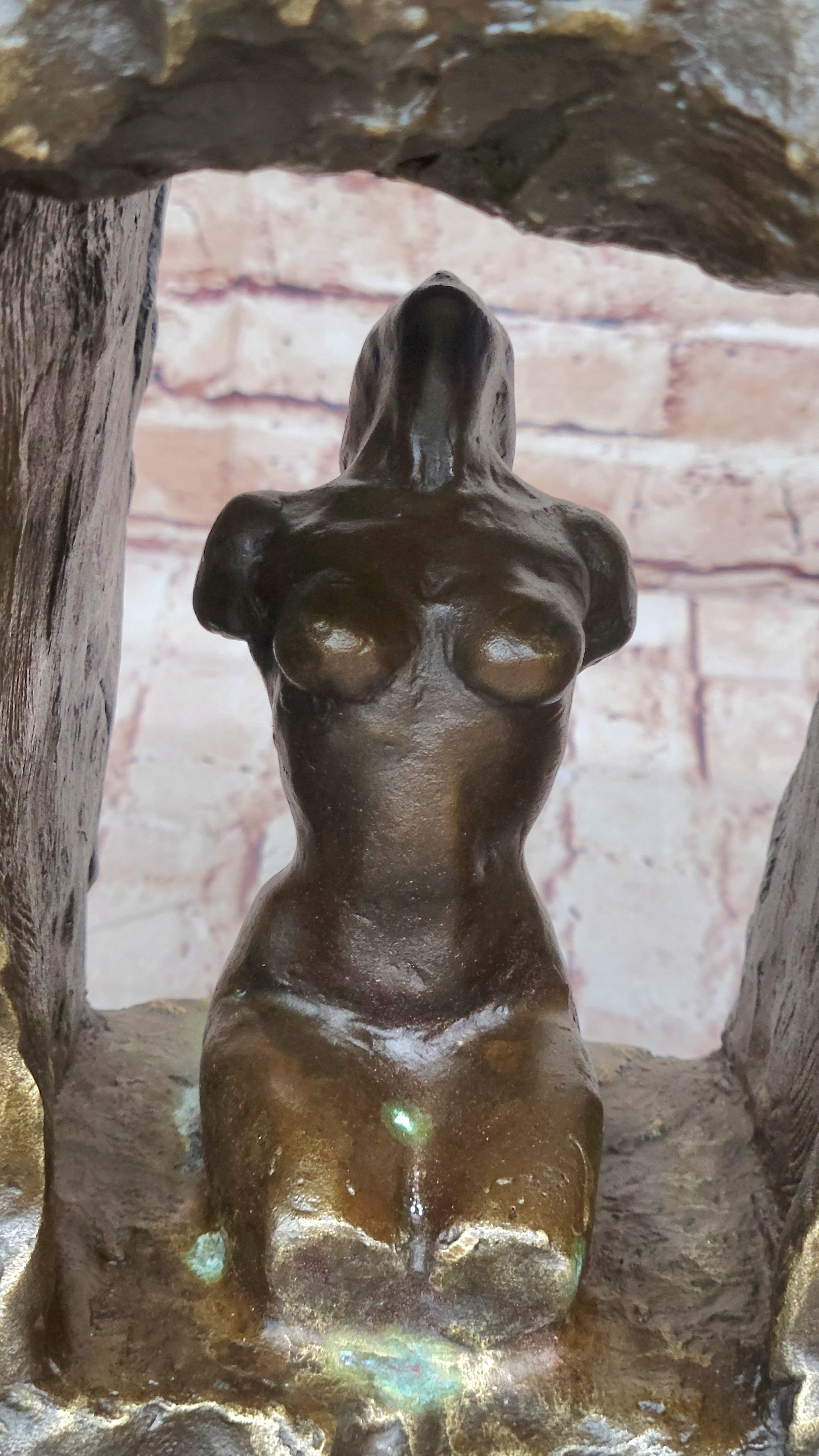 Male Torso w/ Female Figure Inside Bronze Sculpture 22" x 15"