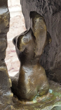 Male Torso w/ Female Figure Inside Bronze Sculpture 22" x 15"