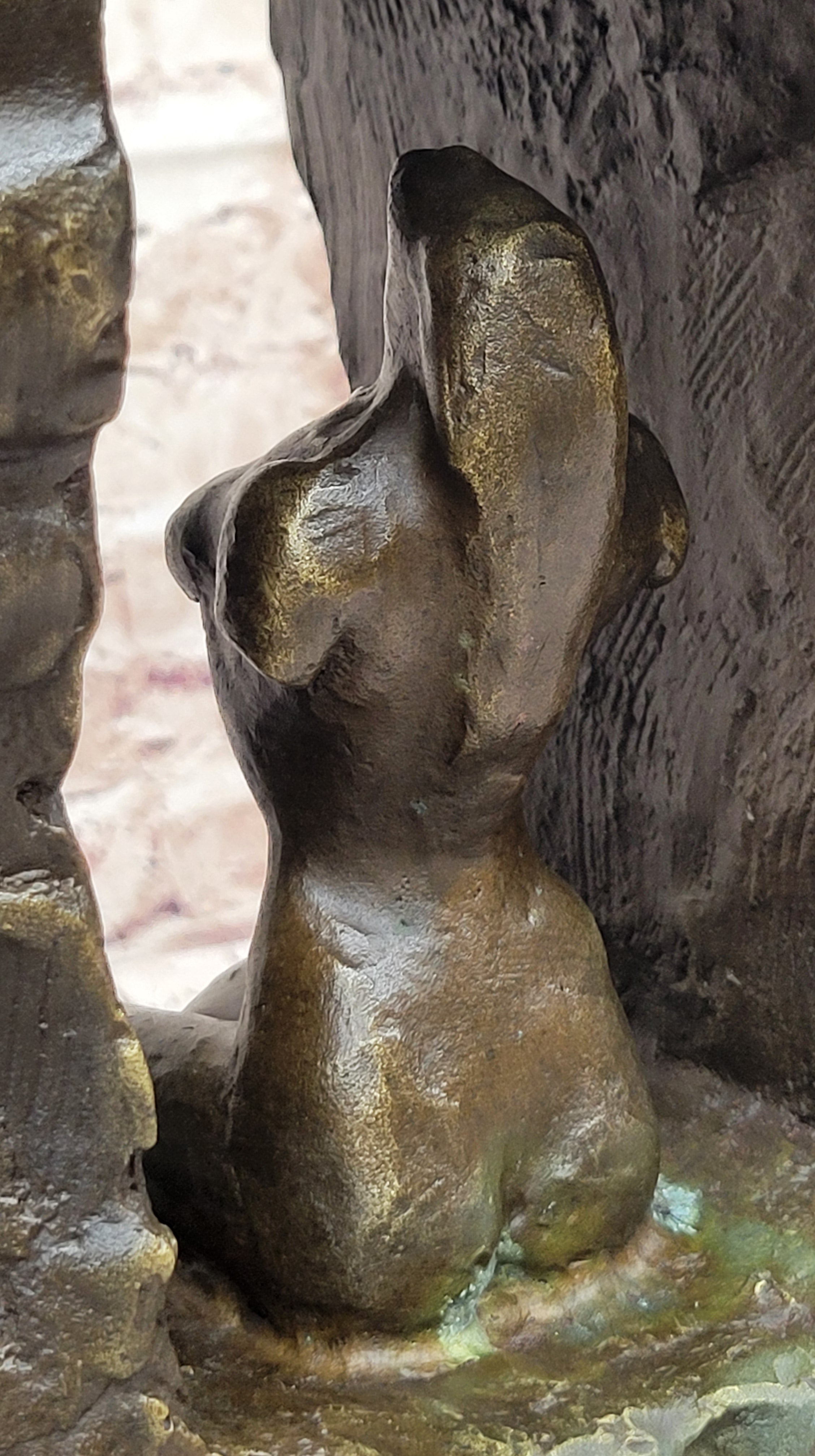 Male Torso w/ Female Figure Inside Bronze Sculpture 22" x 15"