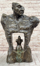 Male Torso w/ Female Figure Inside Bronze Sculpture 22" x 15"