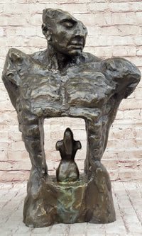 Male Torso w/ Female Figure Inside Bronze Sculpture 22" x 15"