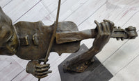 Abstract Modern Art Female Violin Player Bronze Marble Sculpture