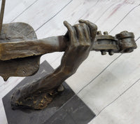 Abstract Modern Art Female Violin Player Bronze Marble Sculpture