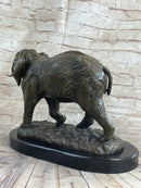 Cast Bronze Marble Elephant Safari Art Figure