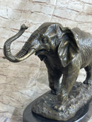 Cast Bronze Marble Elephant Safari Art Figure