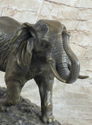 Cast Bronze Marble Elephant Safari Art Figure