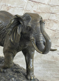 Cast Bronze Marble Elephant Safari Art Figure