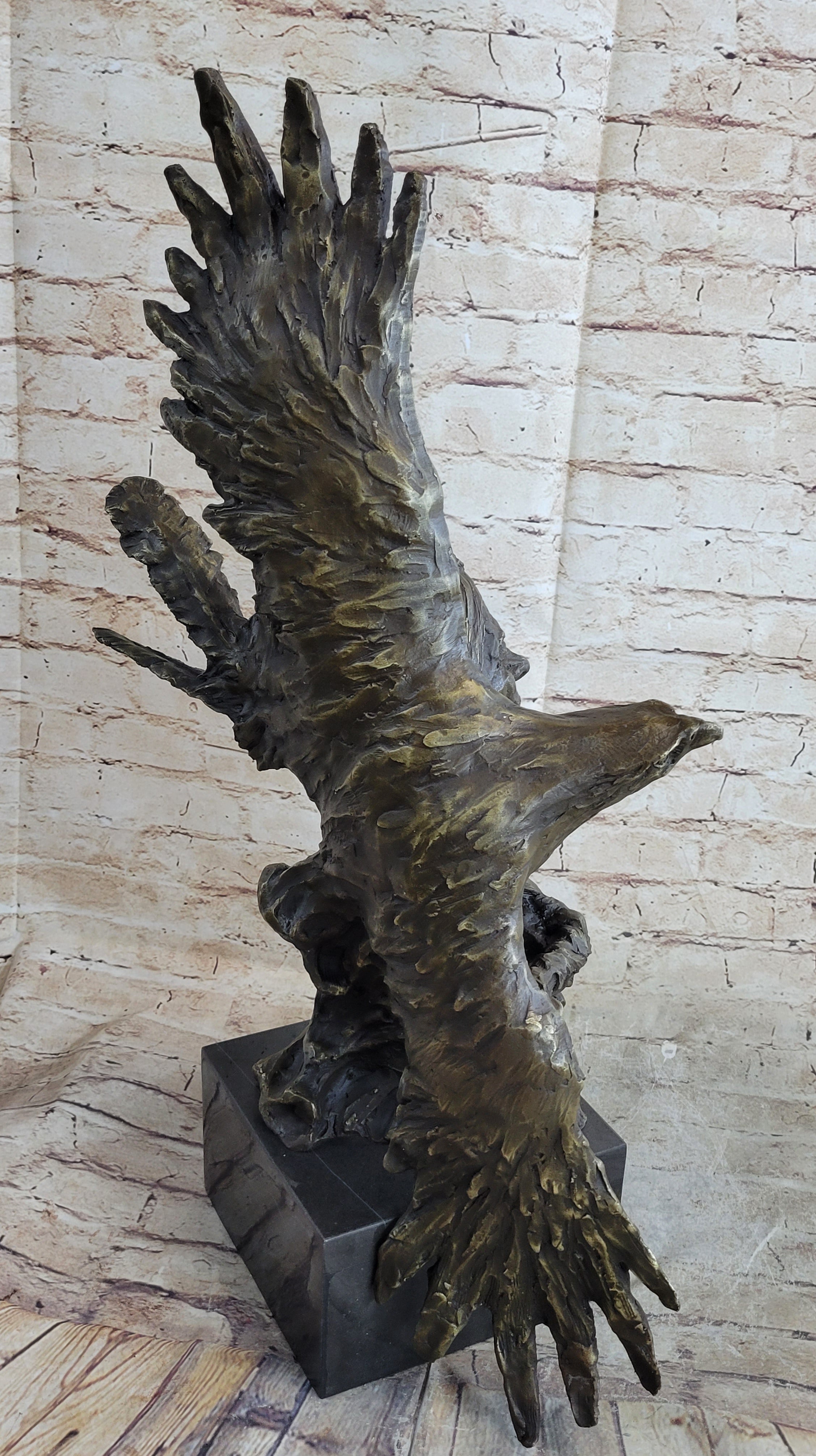 Native American Indian Man and Eagle - Bronze Bust by Milo