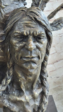 Native American Indian Man and Eagle - Bronze Bust by Milo
