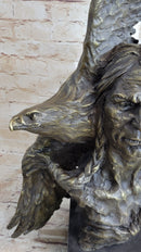 Native American Indian Man and Eagle - Bronze Bust by Milo