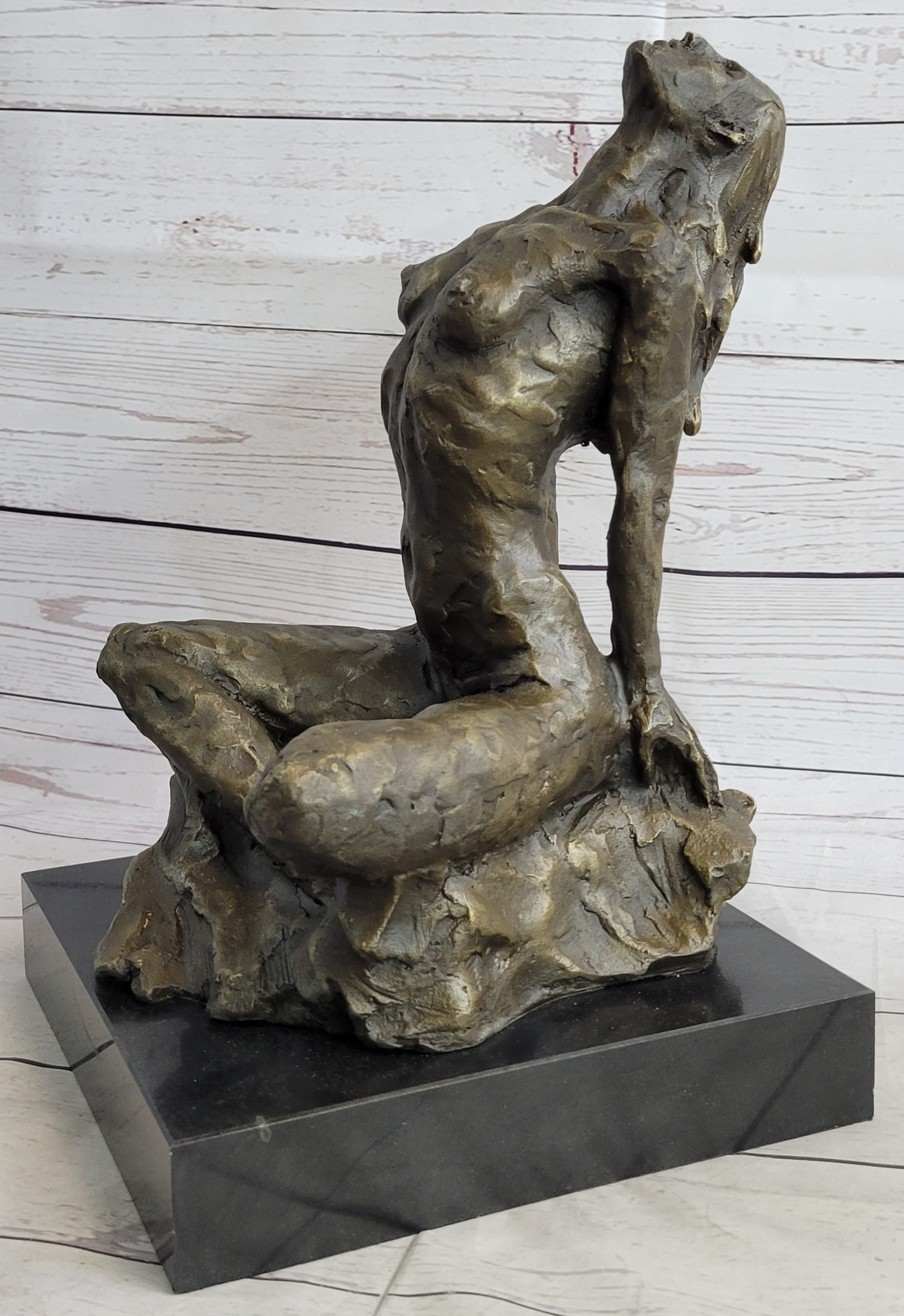 Signed Original Aldo Vitaleh Abstract Nude Female Bronze Marble Sculpture Figure