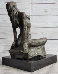 Signed Original Aldo Vitaleh Abstract Nude Female Bronze Marble Sculpture Figure