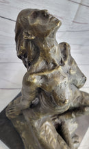 Signed Original Aldo Vitaleh Abstract Nude Female Bronze Marble Sculpture Figure