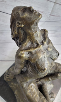 Signed Original Aldo Vitaleh Abstract Nude Female Bronze Marble Sculpture Figure