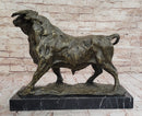 Bronze Charging Bull Sculpture on Marble Base - Strength & Power