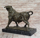 Bronze Charging Bull Sculpture on Marble Base - Strength & Power