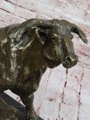 Bronze Charging Bull Sculpture on Marble Base - Strength & Power