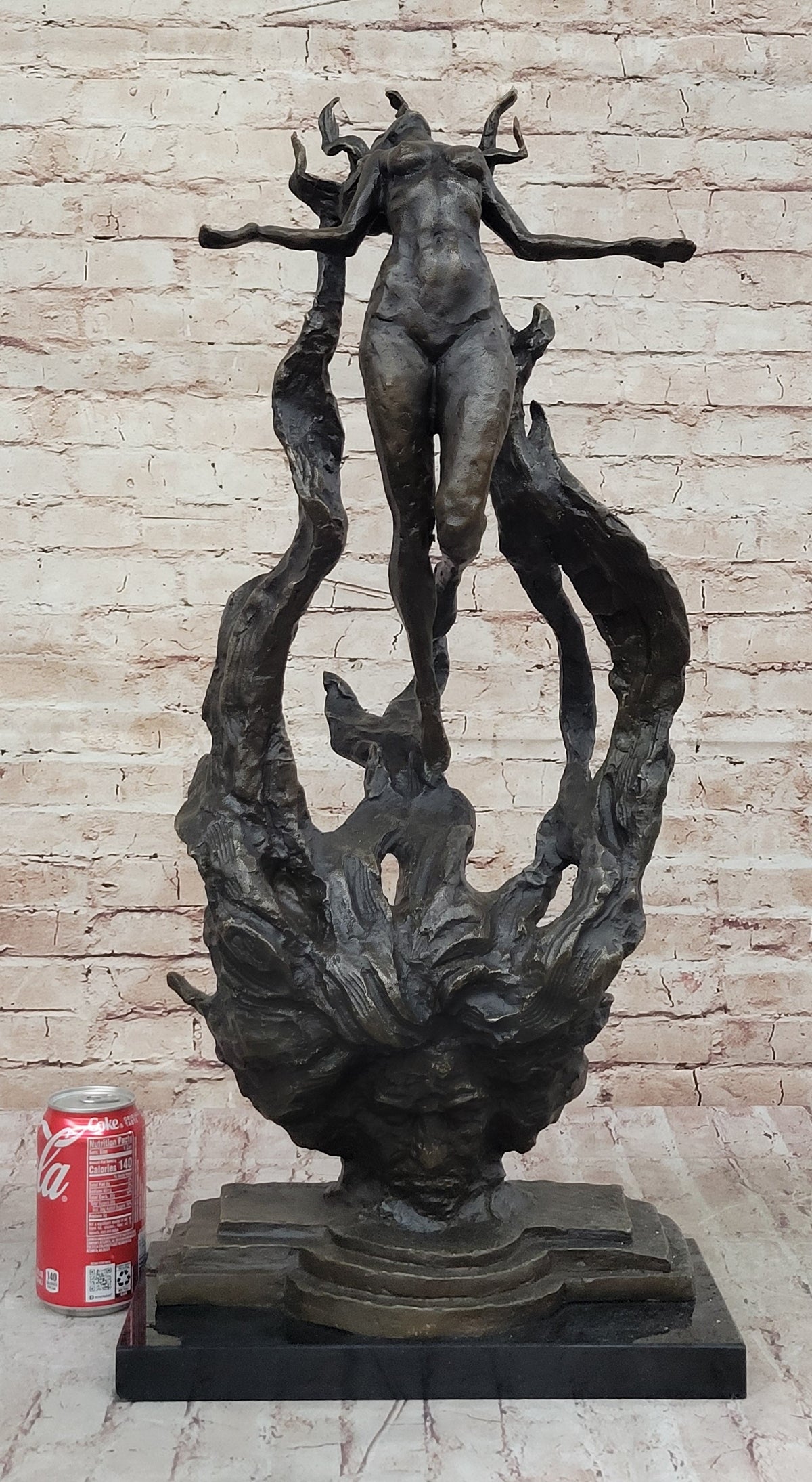 Floating Levitating Nude Woman Surrealist Modern Art Original Bronze Sculpture by Patoue