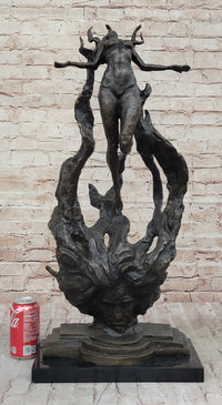 Floating Levitating Nude Woman Surrealist Modern Art Original Bronze Sculpture by Patoue