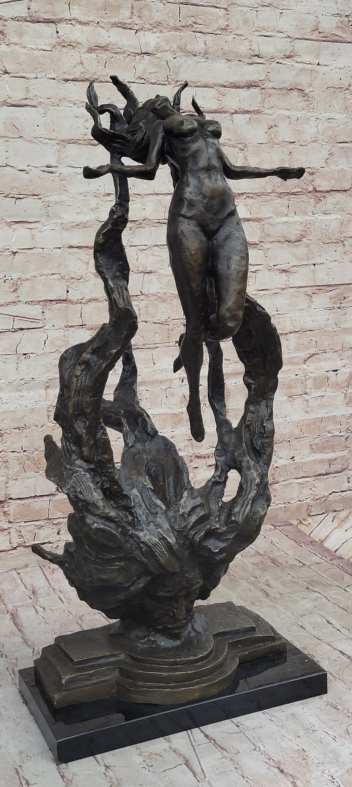 Floating Levitating Nude Woman Surrealist Modern Art Original Bronze Sculpture by Patoue
