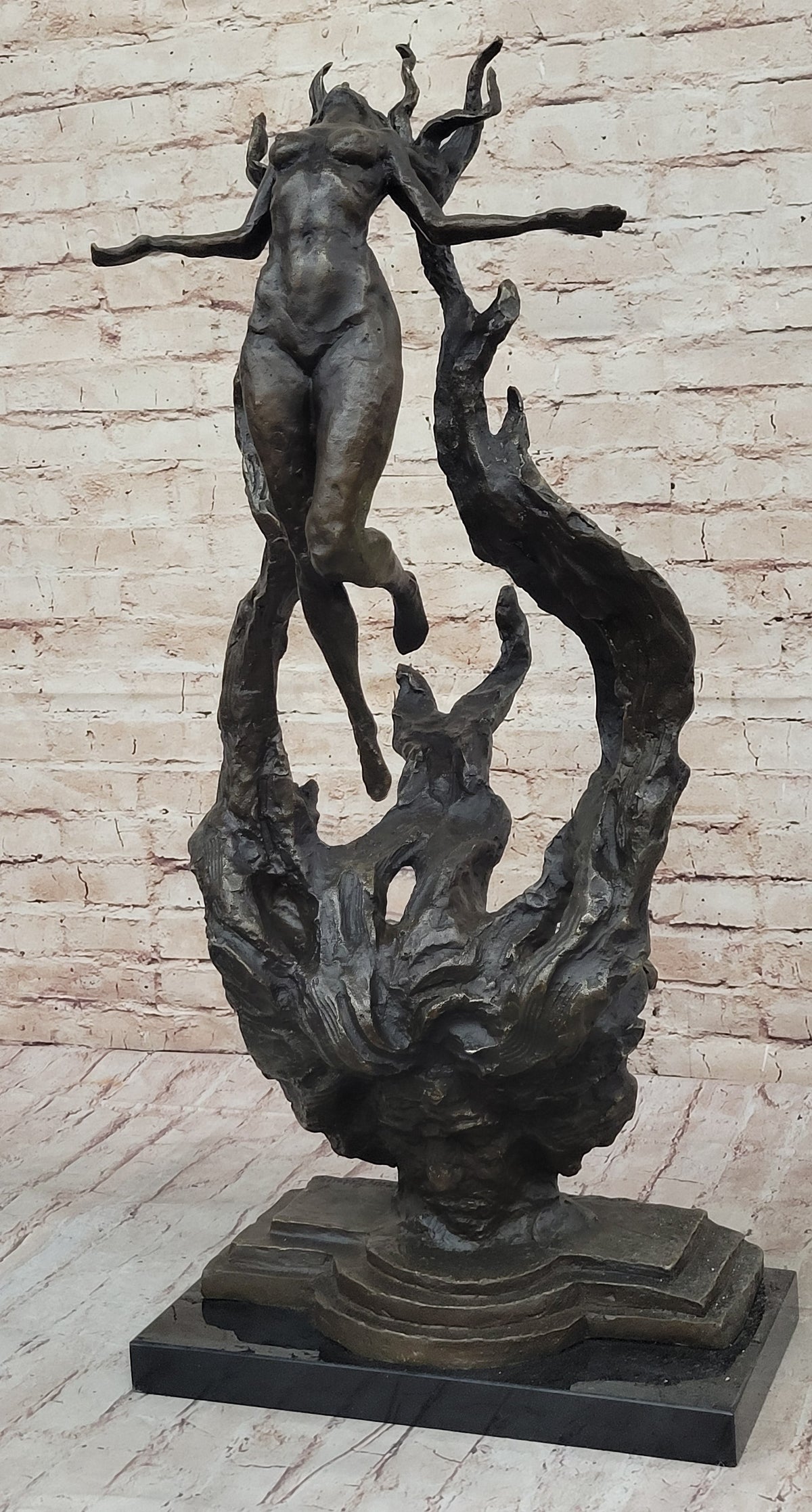 Floating Levitating Nude Woman Surrealist Modern Art Original Bronze Sculpture by Patoue