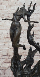 Floating Levitating Nude Woman Surrealist Modern Art Original Bronze Sculpture by Patoue