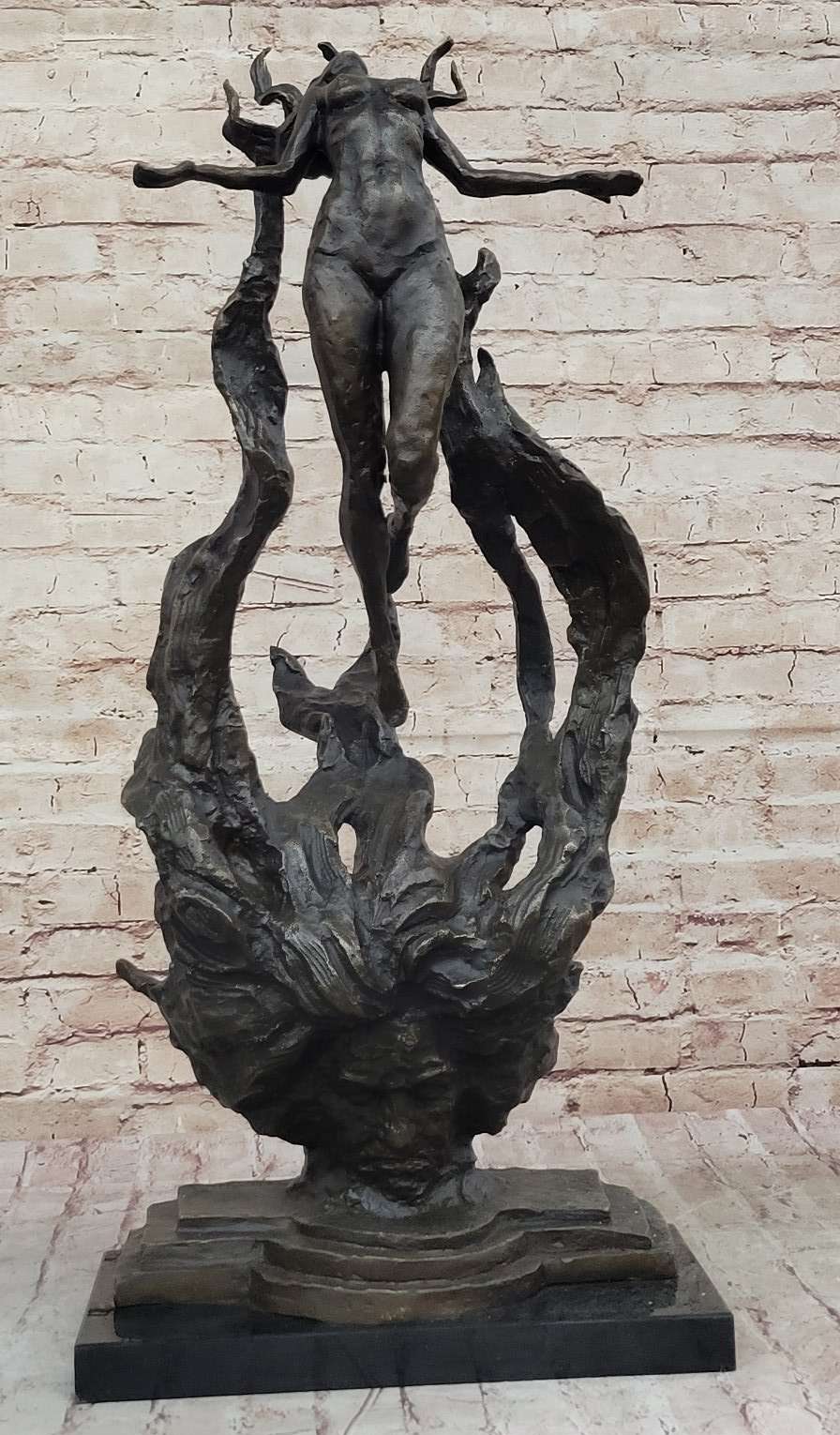 Floating Levitating Nude Woman Surrealist Modern Art Original Bronze Sculpture by Patoue