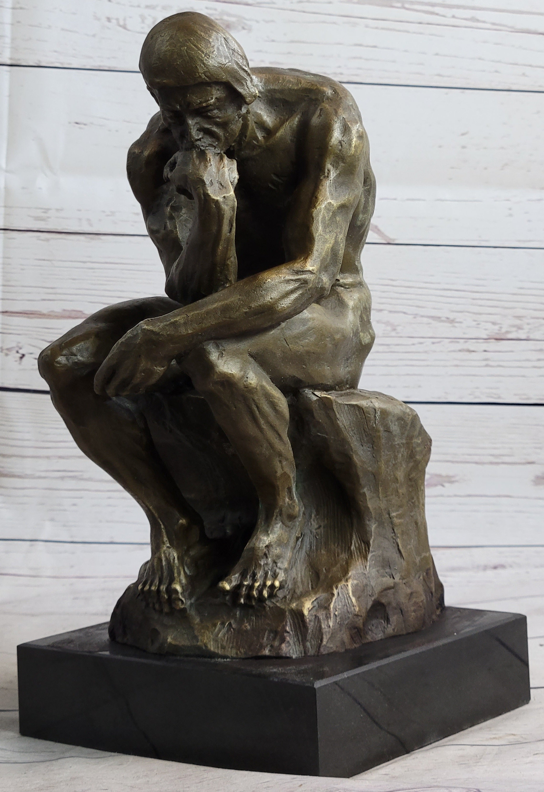 The Thinker by Auguste Rodin Bronze Metal Art 12" x 6"