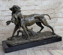 Hot Cast Bronze Sculpture of Hunting Dog Retriever with Rabbit