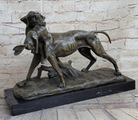 Hot Cast Bronze Sculpture of Hunting Dog Retriever with Rabbit