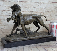 Hot Cast Bronze Sculpture of Hunting Dog Retriever with Rabbit
