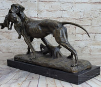 Hot Cast Bronze Sculpture of Hunting Dog Retriever with Rabbit