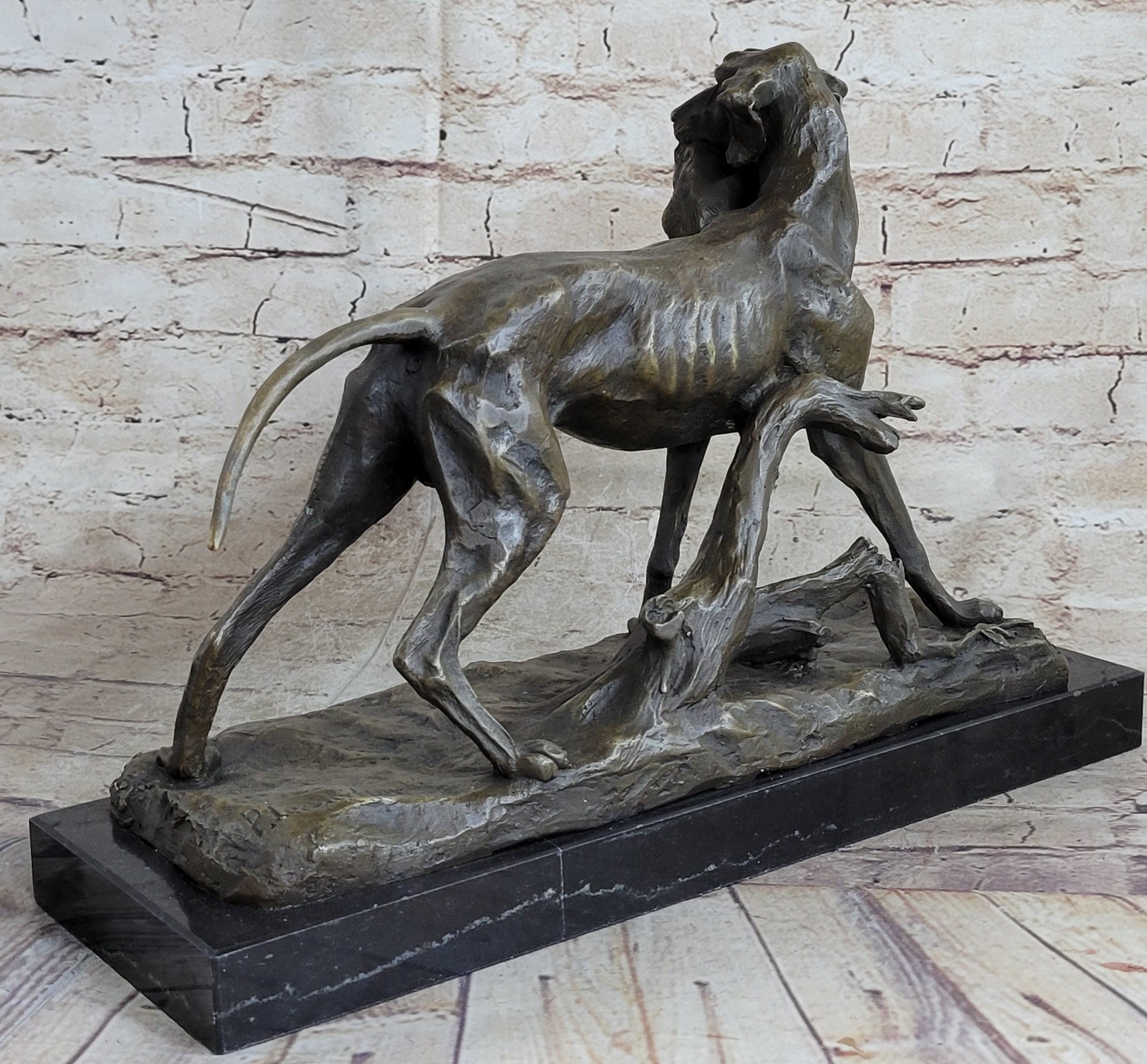 Hot Cast Bronze Sculpture of Hunting Dog Retriever with Rabbit