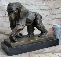 Gorilla Sculpture Bronze Metal Signed Art by Vobisova