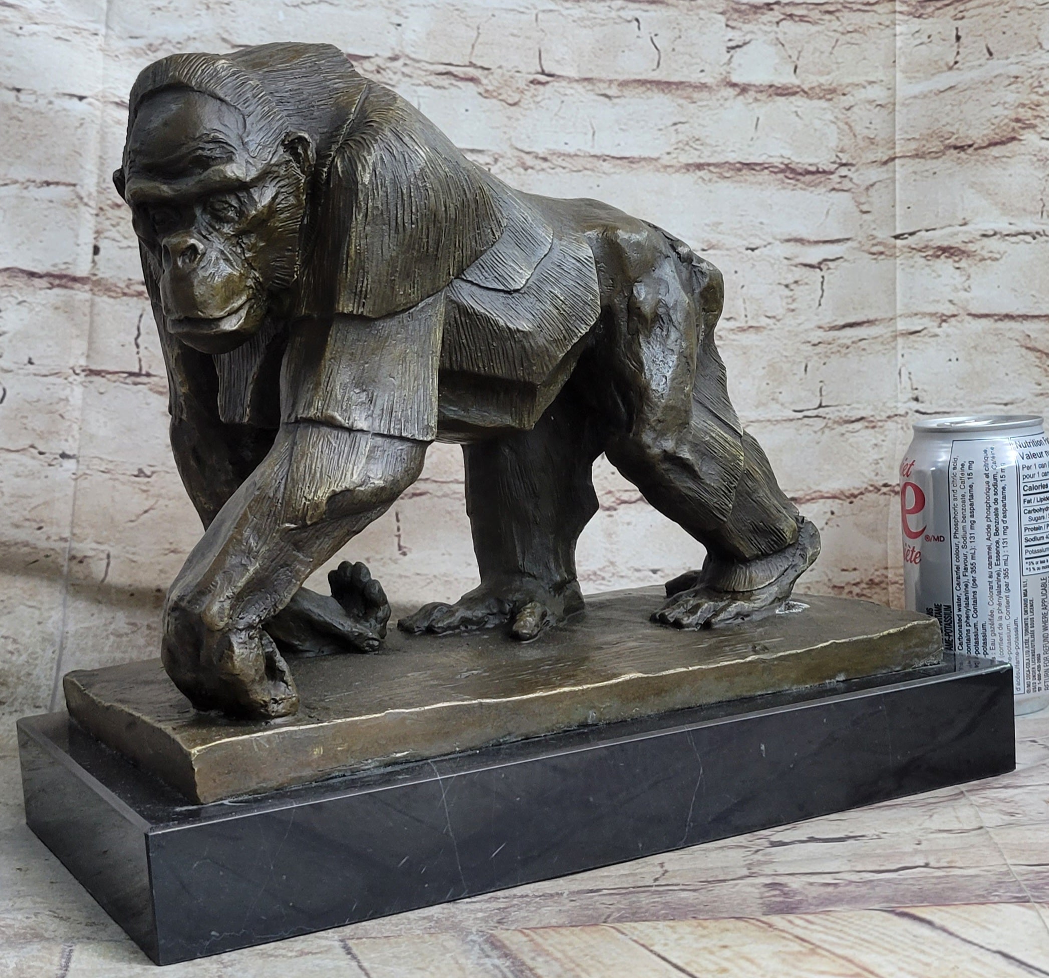 Gorilla Sculpture Bronze Metal Signed Art by Vobisova