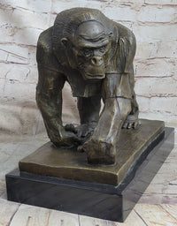 Gorilla Sculpture Bronze Metal Signed Art by Vobisova