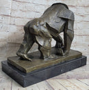 Gorilla Sculpture Bronze Metal Signed Art by Vobisova