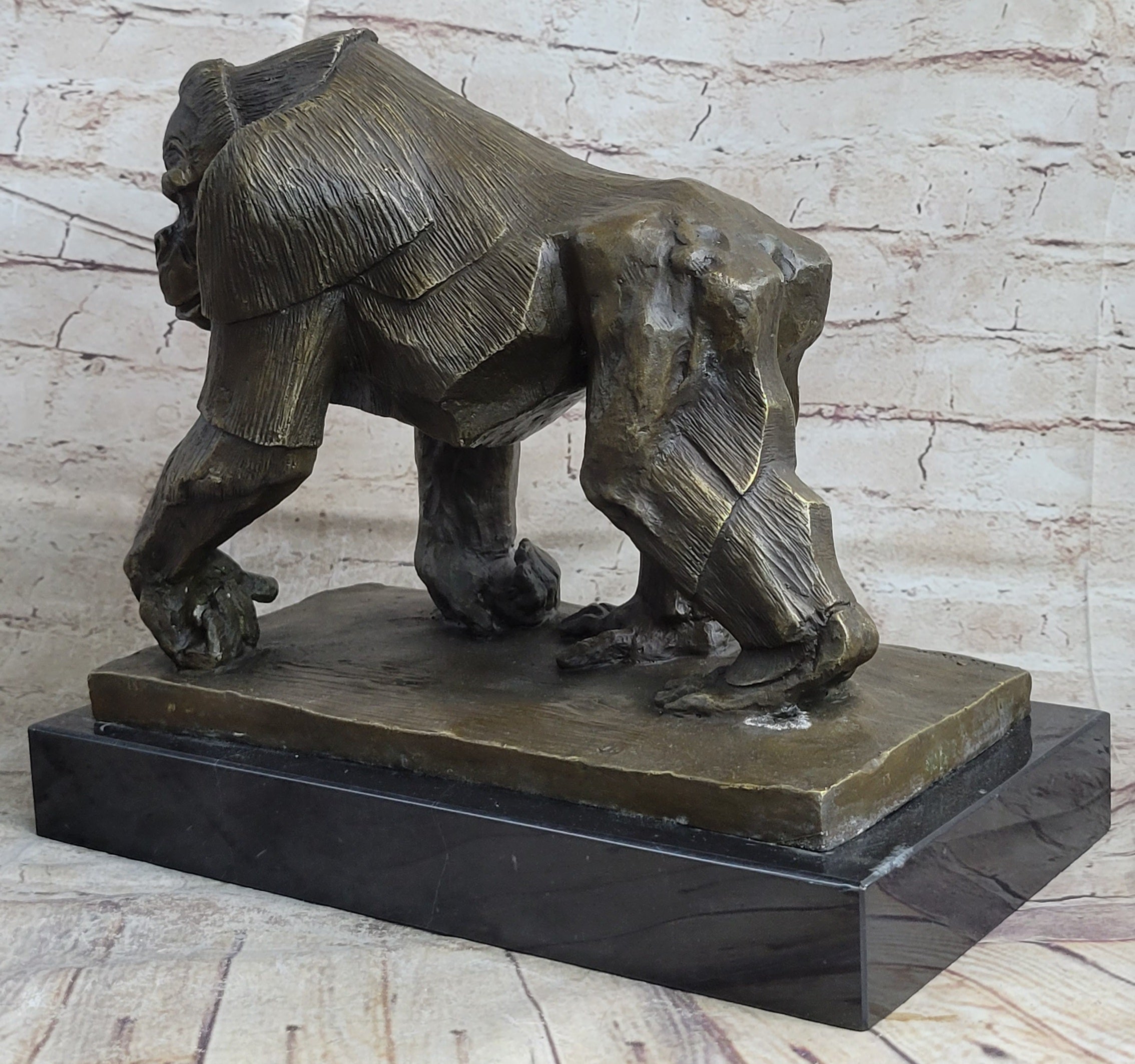 Gorilla Sculpture Bronze Metal Signed Art by Vobisova