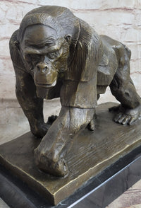 Gorilla Sculpture Bronze Metal Signed Art by Vobisova