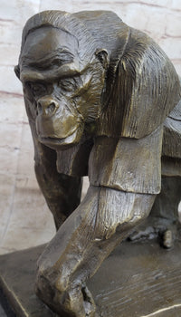 Gorilla Sculpture Bronze Metal Signed Art by Vobisova
