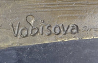 Gorilla Sculpture Bronze Metal Signed Art by Vobisova